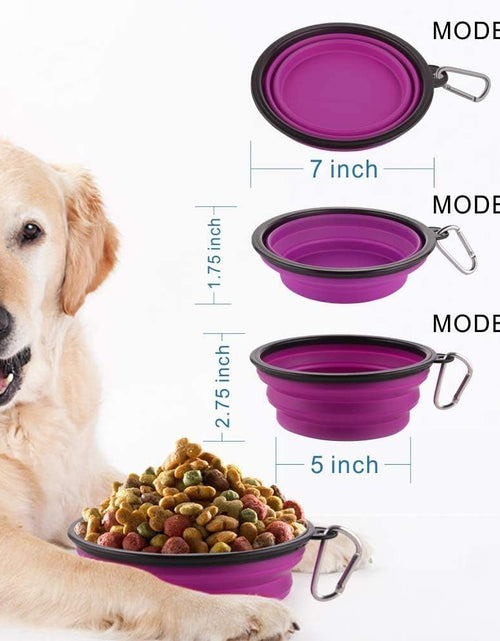 Load image into Gallery viewer, Large Collapsible Dog Bowls, 34Oz Travel Water Food Bowls Portable Foldable Collapse Dishes with Carabiner Clip for Traveling, Hiking, Walking, 2 Pack
