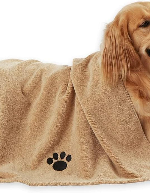 Load image into Gallery viewer, Pet Drying Collection Embroidered Terry Microfiber, Towel X-Large, 41X23.5", Taupe with Black Paw Print
